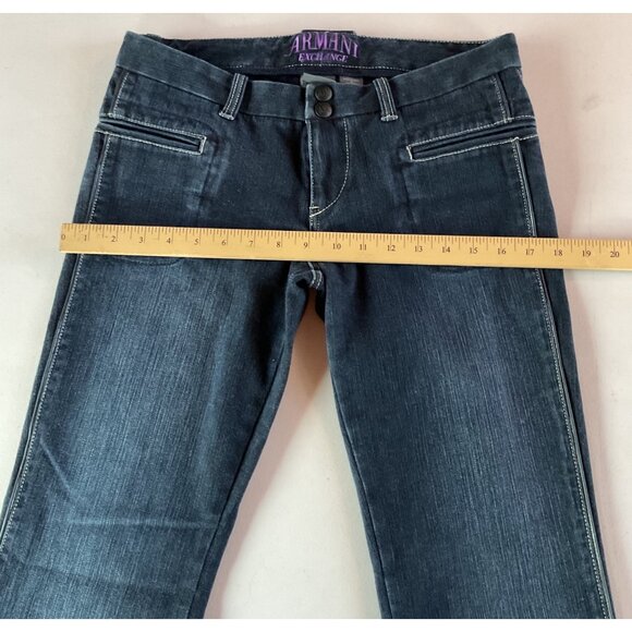 Armani Exchange Women Dark Wash Flared Denim Jeans Size 6 With Button Closure - Picture 5 of 7